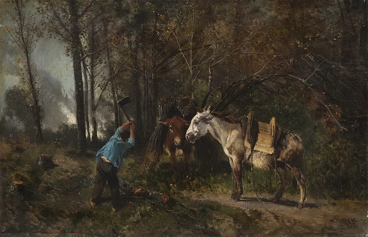Lo spaccalegna nel bosco